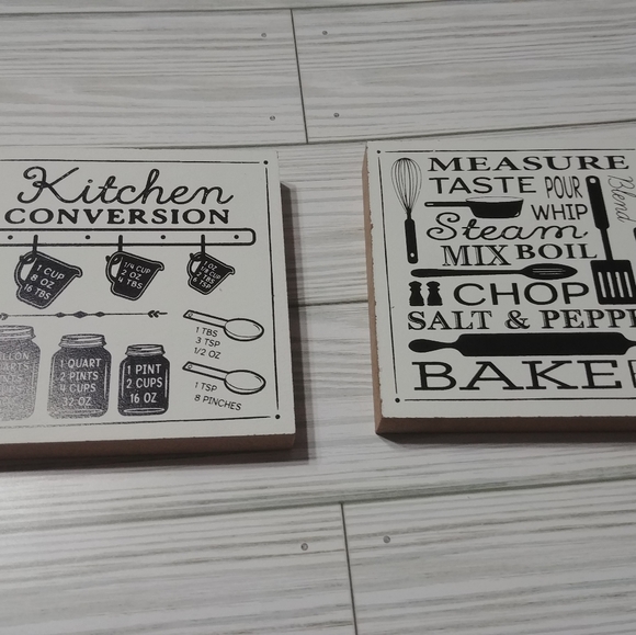 Farmhouse Decor For Tier Tray Kitchen Measurement Conversion Sign & Utensils NEW - Picture 7 of 7